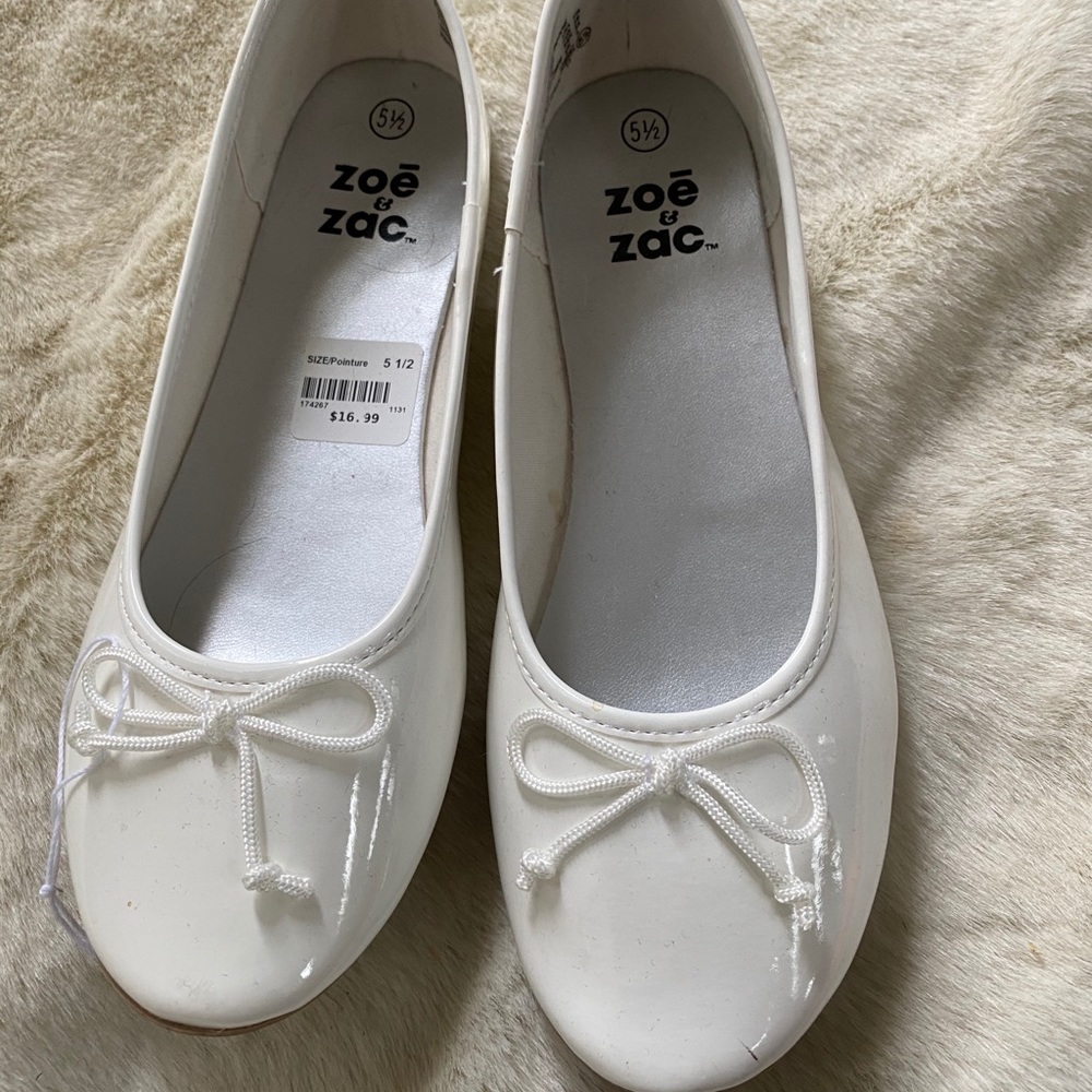 White ballerina flats